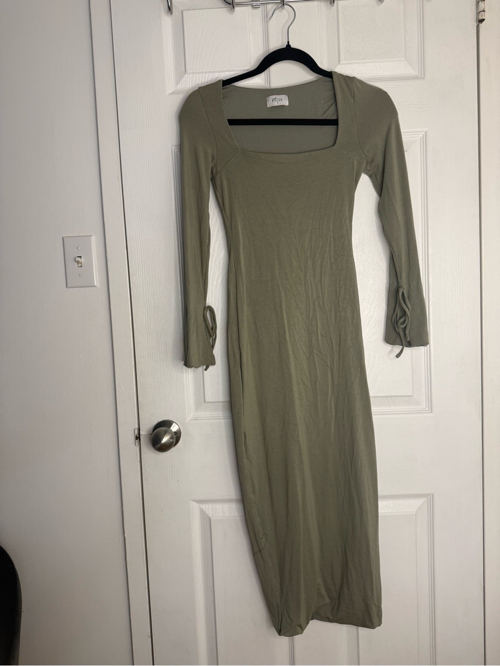 Oh Polly Olive Square-Neck Maxi Dress